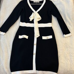 Taylor Black and White Knit Cardigan